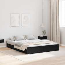 vidaXL Ágykeret tárolóval fiókkal fejtámlával tárolóval Musta tammi 135 x 190 cm Melamin ágy és ágykellék