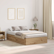 vidaXL Ágykeret tárolóval kézműves tölgy 120 x 190 cm Faanyag ágy és ágykellék