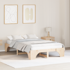 vidaXL Ágykeret Természetes fa Tömör fenyőfa 120 x 190 cm ágy és ágykellék