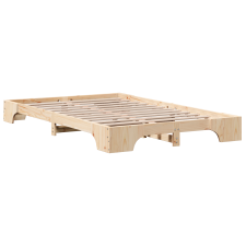 vidaXL Ágykeret Természetes Tömör fenyőfa 135 x 190 cm Ágykeret (872869) ágy és ágykellék