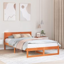 vidaXL Ágykeret Viasz barna Tömör fa 120 x 190 cm Ágykeret ágy és ágykellék