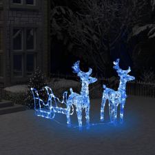 vidaXL Akril rénszarvasos-szános karácsonyi dísz 160 LED-del 130 cm karácsonyi dekoráció