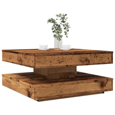 vidaXL antik fa dohányzóasztal 360 fokban forgatható 70x70x34,5 cm bútor