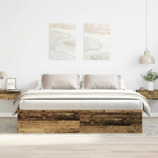 vidaXL antik fa szerelt fa ágykeret matrac nélkül 200x200 cm ágy és ágykellék