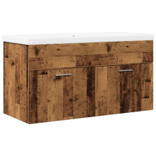 vidaXL antik fa színű mosdószekrény beépített mosdókagylóval (3328585) fürdőszoba bútor