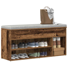 vidaXL antik fa színű szerelt fa cipőtároló pad 102x30,5x45 cm bútor