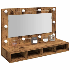 vidaXL antik fa tükrös szekrény LED-ekkel 90x31,5x62 cm fürdőszoba bútor