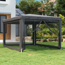 vidaXL Antracit HDPE rendezvénysátor 4 hálós oldalfallal 3x4 m kerti bútor