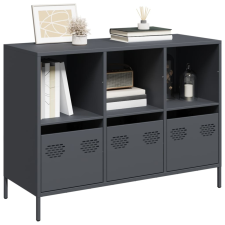 vidaXL antracit hidegen hengerelt acél tálalószekrény 101,5x39x73,5 cm bútor