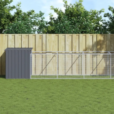 vidaXL antracit horganyzott acél kutyakennel kifutóval 110x1017x110 cm szállítóbox, fekhely kutyáknak