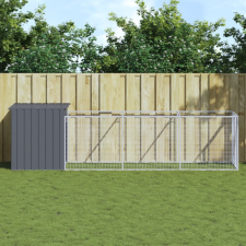vidaXL antracit horganyzott acél kutyakennel kifutóval 110x405x110 cm szállítóbox, fekhely kutyáknak