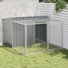 vidaXL antracit horganyzott acél kutyakennel kifutóval 153x194x110 cm szállítóbox, fekhely kutyáknak