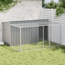 vidaXL antracit horganyzott acél kutyakennel kifutóval 197x194x110 cm szállítóbox, fekhely kutyáknak