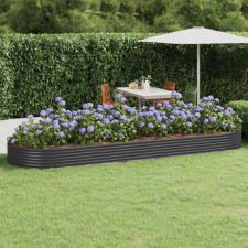 vidaXL antracit porszórt acél kerti ültetőláda 450x140x36 cm kerti dekoráció