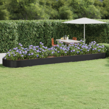 vidaXL antracit porszórt acél kerti ültetőláda 600x140x36 cm kerti dekoráció