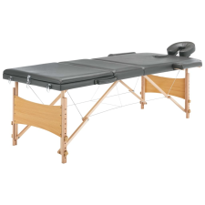 vidaXL antracitszürke 3 zónás favázas masszázsasztal 186 x 68 cm bútor