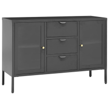 vidaXL antracitszürke acél és edzett üveg tálalószekrény 105x35x70 cm bútor