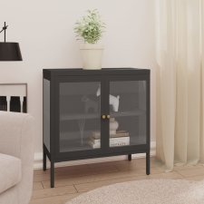 vidaXL antracitszürke acél és üveg tálalószekrény 70 x 35 x 70 cm bútor