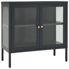 vidaXL antracitszürke acél és üveg tálalószekrény 70 x 35 x 70 cm (336066) bútor
