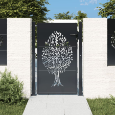 vidaXL antracitszürke acél famintás kertkapu 105 x 130 cm kerti bútor