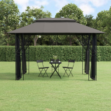 vidaXL antracitszürke acélpavilon oldalfalakkal 400 x 300 x 270 cm kerti bútor