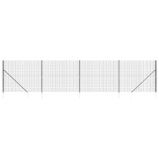 vidaXL antracitszürke dróthálós kerítés cövekekkel 1,4x10 m (154259) építőanyag