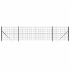 vidaXL antracitszürke dróthálós kerítés cövekekkel 1,4x10 m (154275) építőanyag