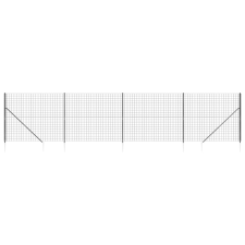 vidaXL antracitszürke dróthálós kerítés cövekekkel 1,6x10 m (154276) építőanyag