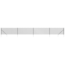 vidaXL antracitszürke drótkerítés cövekekkel 0,8 x 10 m (153968) építőanyag