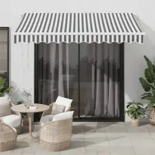 vidaXL antracitszürke-fehér automata kihúzható napellenző 300x250 cm kerti bútor