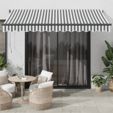 vidaXL antracitszürke-fehér LED-es kézi napellenző 350 x 250 cm kerti bútor