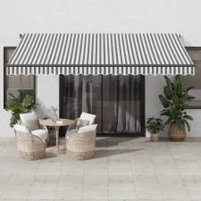 vidaXL antracitszürke-fehér LED-es kézi napellenző 450 x 300 cm kerti bútor