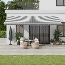 vidaXL Antracitszürke-fehér led-es kézi napellenző 600 x 350 cm kerti bútor