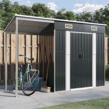 vidaXL antracitszürke fészer meghosszabbított tetővel 277x110,5x181 cm kerti tárolás