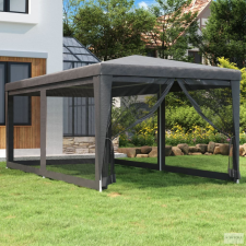 vidaXL Antracitszürke HDPE rendezvénysátor 6 hálós oldalfallal 3x6 m kerti bútor