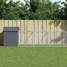 vidaXL antracitszürke horganyzott acél kutyakennel 117 x 1221 x 123 cm szállítóbox, fekhely kutyáknak