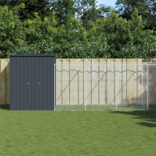 vidaXL Antracitszürke horganyzott acél kutyakennel 165x659x181 cm szállítóbox, fekhely kutyáknak
