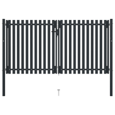 vidaXL antracitszürke kétajtós acél kerítéskapu 306 x 220 cm építőanyag