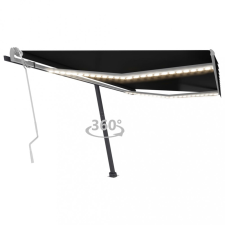 vidaXL Antracitszürke kézzel behúzható LED-es napellenző 450 x 300 cm kerti bútor