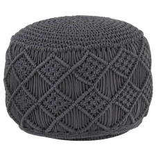 vidaXL antracitszürke kézzel készült makramé pamutpuff 45 x 30 cm bútor