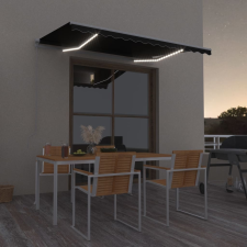 vidaXL antracitszürke kézzel kihúzható LED-es napellenző 300 x 250 cm kerti bútor
