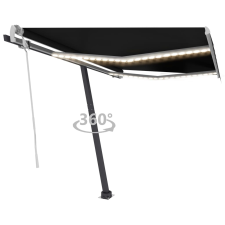 vidaXL antracitszürke kézzel kihúzható LED-es napellenző 300 x 250 cm kerti bútor