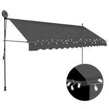 vidaXL antracitszürke kézzel kihúzható LED-es napellenző 350 cm kerti bútor