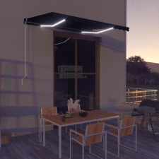 vidaXL antracitszürke kézzel kihúzható LED-es napellenző 350 x 250 cm lakástextília