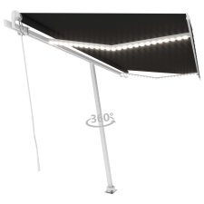 vidaXL antracitszürke kézzel kihúzható LED-es napellenző 400 x 350 cm kerti bútor