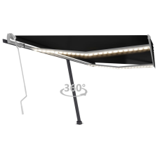 vidaXL antracitszürke kézzel kihúzható LED-es napellenző 400 x 350 cm kerti bútor