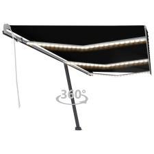 vidaXL antracitszürke kézzel kihúzható LED-es napellenző 600 x 300 cm kerti bútor