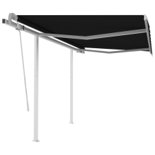 vidaXL antracitszürke kézzel kihúzható napellenző póznákkal 3,5x2,5 m kerti bútor