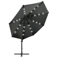 vidaXL antracitszürke konzolos napernyő rúddal és LED-fényekkel 300 cm (312330) kerti bútor