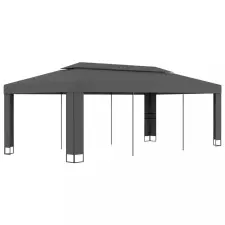 vidaXL Antracitszürke pavilon duplatetővel 3 x 6 m kerti bútor
